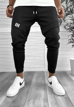 Pantaloni de trening negru conici 12259 imagine