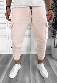 Pantaloni de trening roz pudra conici K020 D6-5.2 imagine