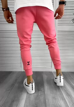 Pantaloni de trening roz silon conici 12379  imagine