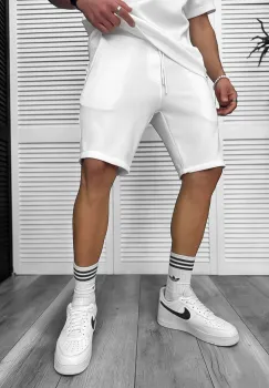 Pantaloni de trening scurti albi 8207B imagine