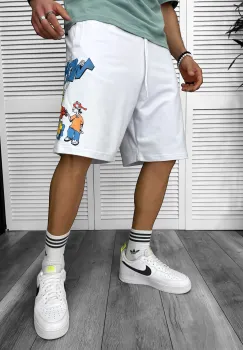 Pantaloni de trening scurti albi  cu imprimeu Y240 O3-2.1 imagine