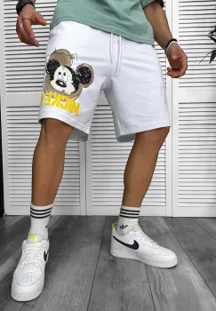 Pantaloni de trening scurti albi  cu imprimeu Y241 O3-2.3 imagine