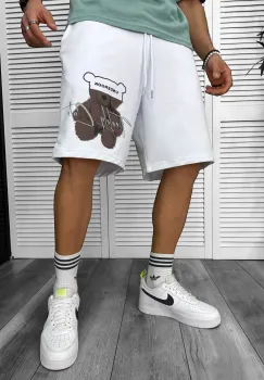 Pantaloni de trening scurti albi   cu imprimeu Y245  O3-1.3 imagine