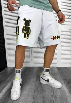 Pantaloni de trening scurti albi   cu imprimeu Y246  N2-5.2 imagine