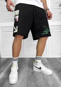 Pantaloni de trening scurti negri  cu imprimeu Y243  O3-2.2 imagine