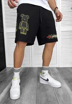 Pantaloni de trening scurti negri  cu imprimeu Y246  N6-5.3 imagine