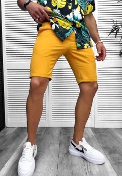 Pantaloni scurti casual  mustar 13059 imagine