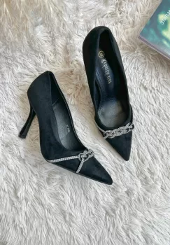 Pantofi eleganti dama cu toc subtire negri GQ01 imagine