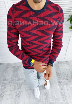 Pulover barbati gros grena slim fit T3704 14-5.1 imagine