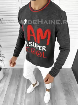 Pulover barbati gros gri slim fit T3590 99-5 imagine