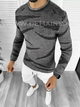 Pulover barbati gros gri slim fit T3617* imagine