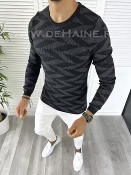 Pulover barbati gros gri slim fit T370406 4-6 E imagine