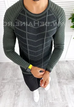 Pulover barbati gros kaki slim fit T3706 O6-4.2 imagine