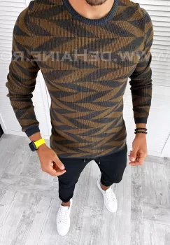 Pulover barbati gros maro slim fit T3704 n5-6 imagine