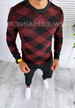 Pulover barbati gros negru slim fit T3635 1-2 imagine