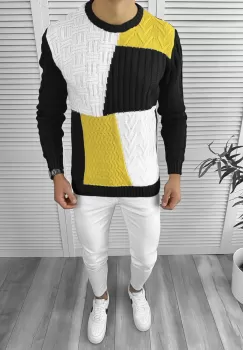 Pulover barbati gros negru slim fit ZR T3611 i7-7 U2 imagine