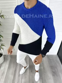 Pulover barbati gros slim fit albastru T3602 7-6 / I5-7 imagine