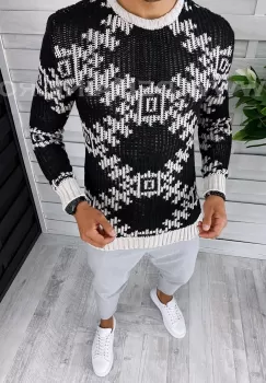 Pulover barbati gros slim fit bej T3623 I8-7* imagine