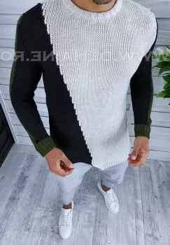 Pulover barbati gros slim fit bej ZR T3619 92-5* imagine