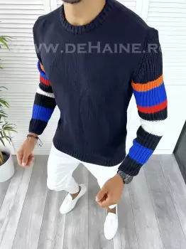 Pulover barbati gros slim fit bleumarin T3588 110-4.5* imagine