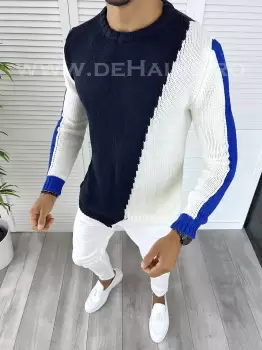 Pulover barbati gros slim fit bleumarin T3619 i5-3** imagine