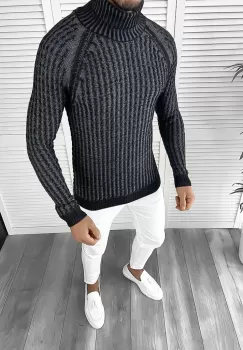 Pulover barbati gros slim fit bleumarin T3712 87-2.1.2* imagine