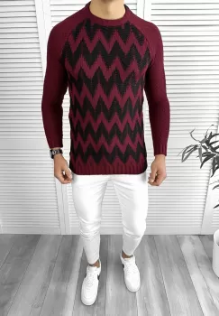 Pulover barbati gros slim fit grena T3613 108-5* imagine