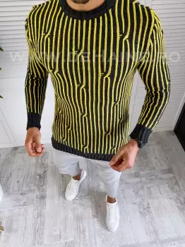 Pulover barbati gros slim fit gri inchis T3575 10-5.2 imagine