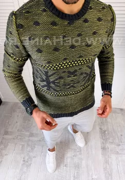 Pulover barbati gros slim fit gri T3566 3-6 imagine