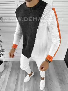 Pulover barbati gros slim fit gri T3619 85-4 E imagine