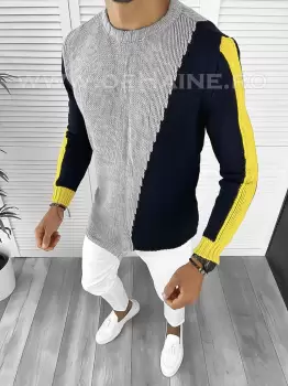 Pulover barbati gros slim fit gri ZR T3619 97-4 E imagine