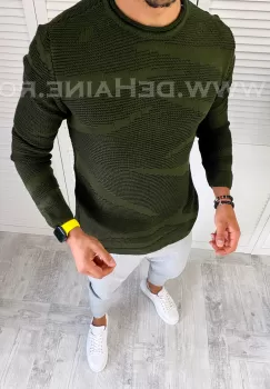 Pulover barbati gros slim fit kaki T3617 85-4 imagine