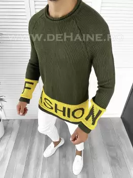 Pulover barbati gros slim fit kaki ZR T3580 106-4 imagine