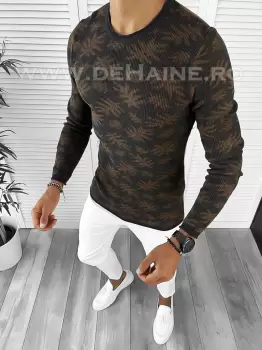 Pulover barbati gros slim fit maro T3703 34.1-1.2.3 imagine