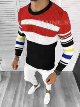 Pulover barbati gros slim fit negru T3576 109-5 imagine