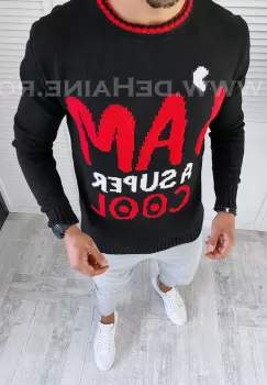 Pulover barbati gros slim fit negru T3590 99-5 imagine