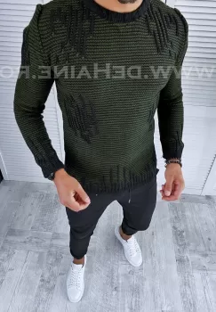 Pulover barbati gros slim fit negru T3636 O1-6.2 imagine