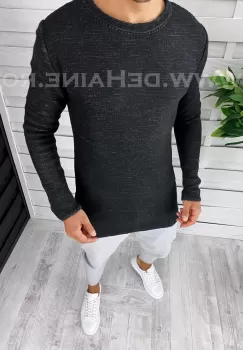 Pulover barbati gros slim fit negru T3652 105-2 imagine