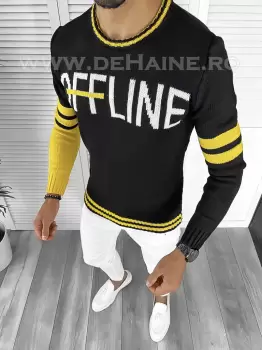 Pulover barbati gros slim fit negru ZR T3609 I4-6 imagine