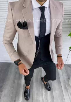 Sacou barbati bej slim fit B4985 Y/ imagine