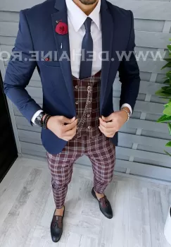 Sacou barbati bleumarin slim fit B1481 X1-1 imagine