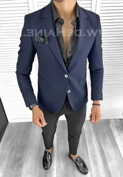 Sacou barbati bleumarin slim fit B8287  imagine
