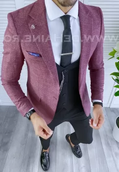 Sacou barbati grena slim fit B5603 X11-5 imagine