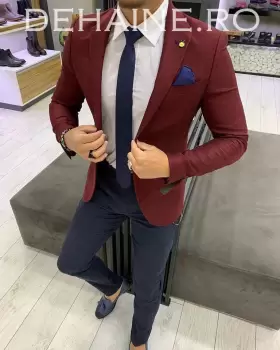 Sacou barbati grena slim fit ZR A3924 E imagine