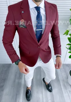 Sacou barbati in carouri slim fit B4256 S10 imagine