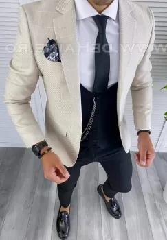 Sacou barbati in carouri slim fit B5006 X13-4 imagine