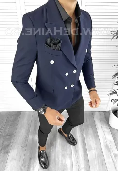 Sacou barbati slim fit bleumarin B8320 D3-2.3 imagine