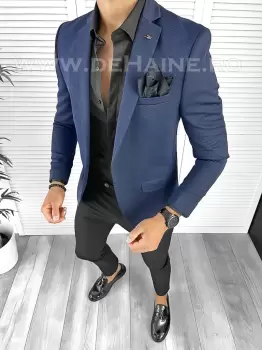 Sacou barbati slim fit bleumarin B8331 84-5 E imagine