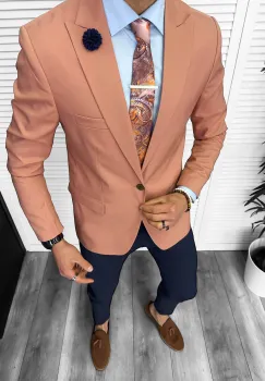 Sacou barbati slim fit  corai 11850 imagine