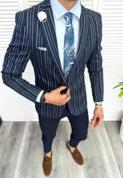 Sacou barbati slim fit  cu dungi  638 imagine